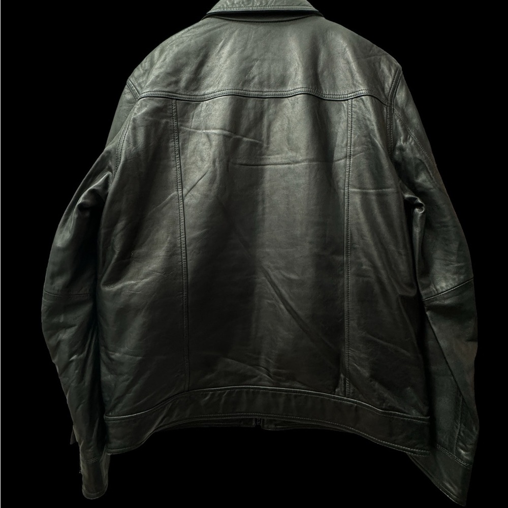 Perry Ellis Portfolio genuine leather Bomber jacket - Picture 2 of 5
